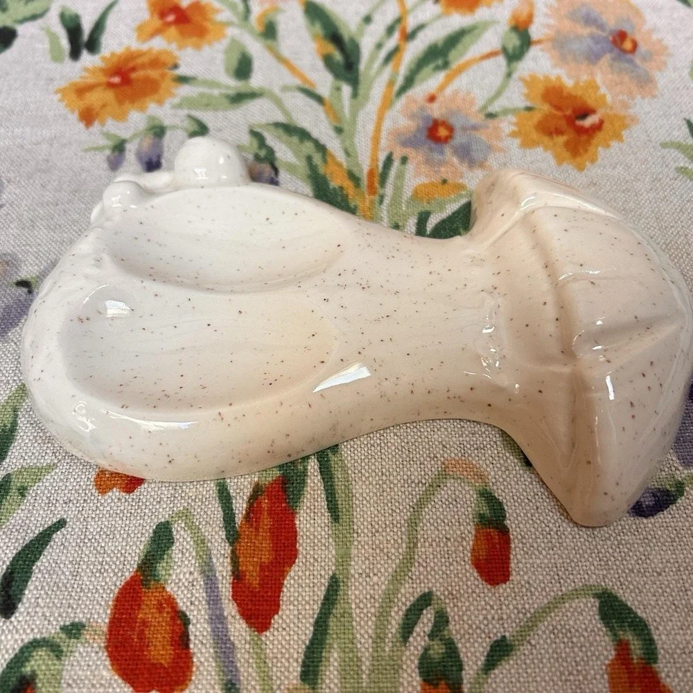 VTG 70s Speckled Mushroom Double Spoon Rest Holland Mold Cottagecore Fairy Retro